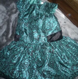 Gymboree formal dress teal black 3T NWT